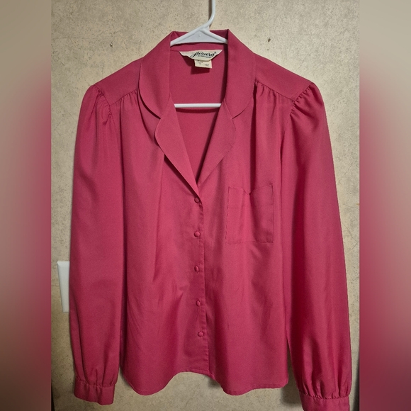 Vintage Jasara by Ship'N Shore collared button down pink blouse - Picture 2 of 5